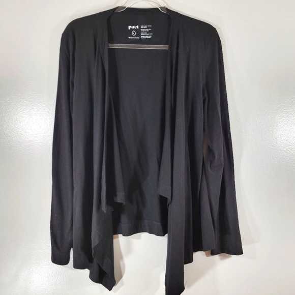 Pact Sweaters - PACT black organic cotton waterfall open front lightweight cardigan topper